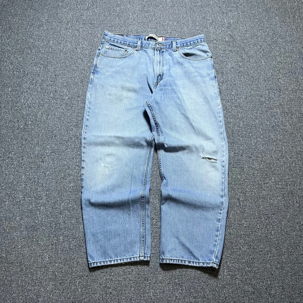 Levi's Relaxed Fit Jeans 38x30 Light  Blue Denim Distressed Straight‎ 90CCCAN1